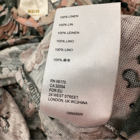 Anthropologie Maeve Floral Linen Puff Sleeve Top Blouse Green Floral Size Small - Picture 4 of 5